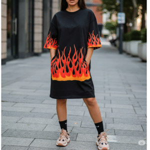 Fearless Flame Oversized Tee Dress