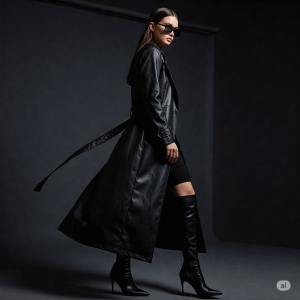 Power Play Faux Leather Trench